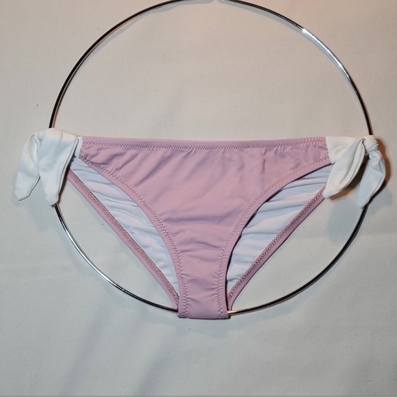 NEW Eberjey Solid Ursula Pink Ecru Tie Side Bikini Bottom - Picture 3 of 7